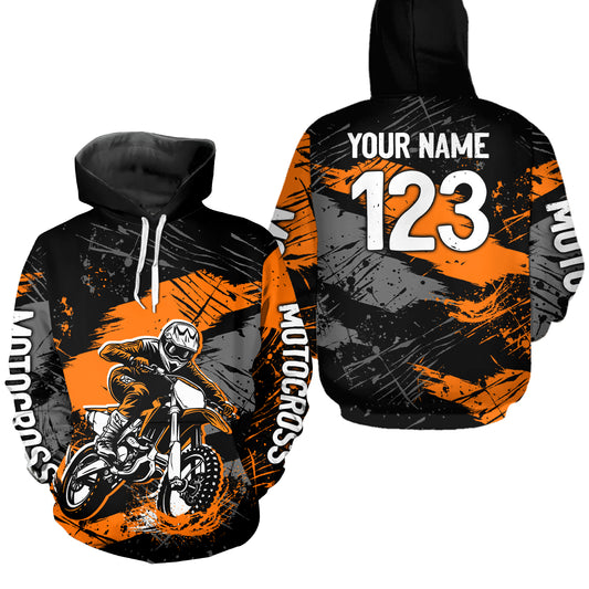 Custom Orange Dirt Bike Hoodie Motocross Sweatshirts for Kid Men Women Motorcycle Hoodie HOT39
