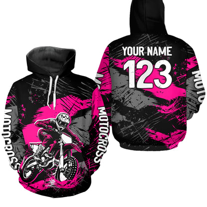 Custom Pink Dirt Bike Hoodie Motocross Sweatshirts for Kid Men Women Motorcycle Hoodie HOT39