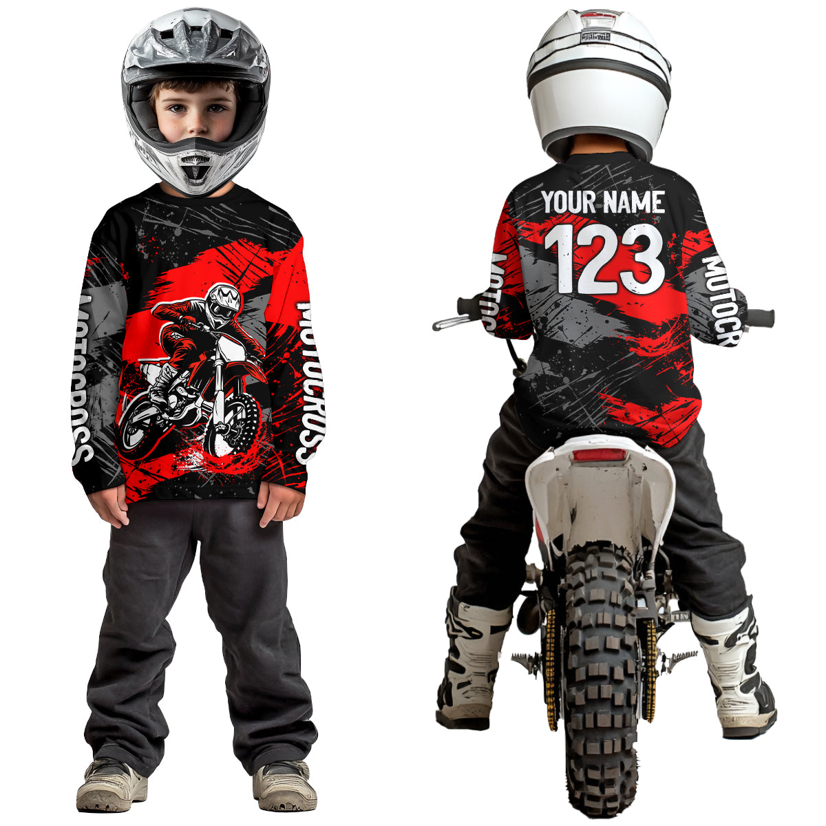 Custom Red Youth Motocross Jersey Motocycle Shirts Shirt Kid Men Women Motocross Shirt UPF30+ DNT38