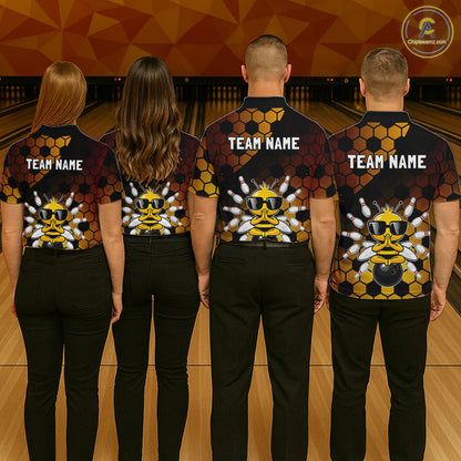 Custom Funny Bee Bowling Jersey for Women Bowling Team Shirts Bowling Polo & 1/4 Zip HNT267