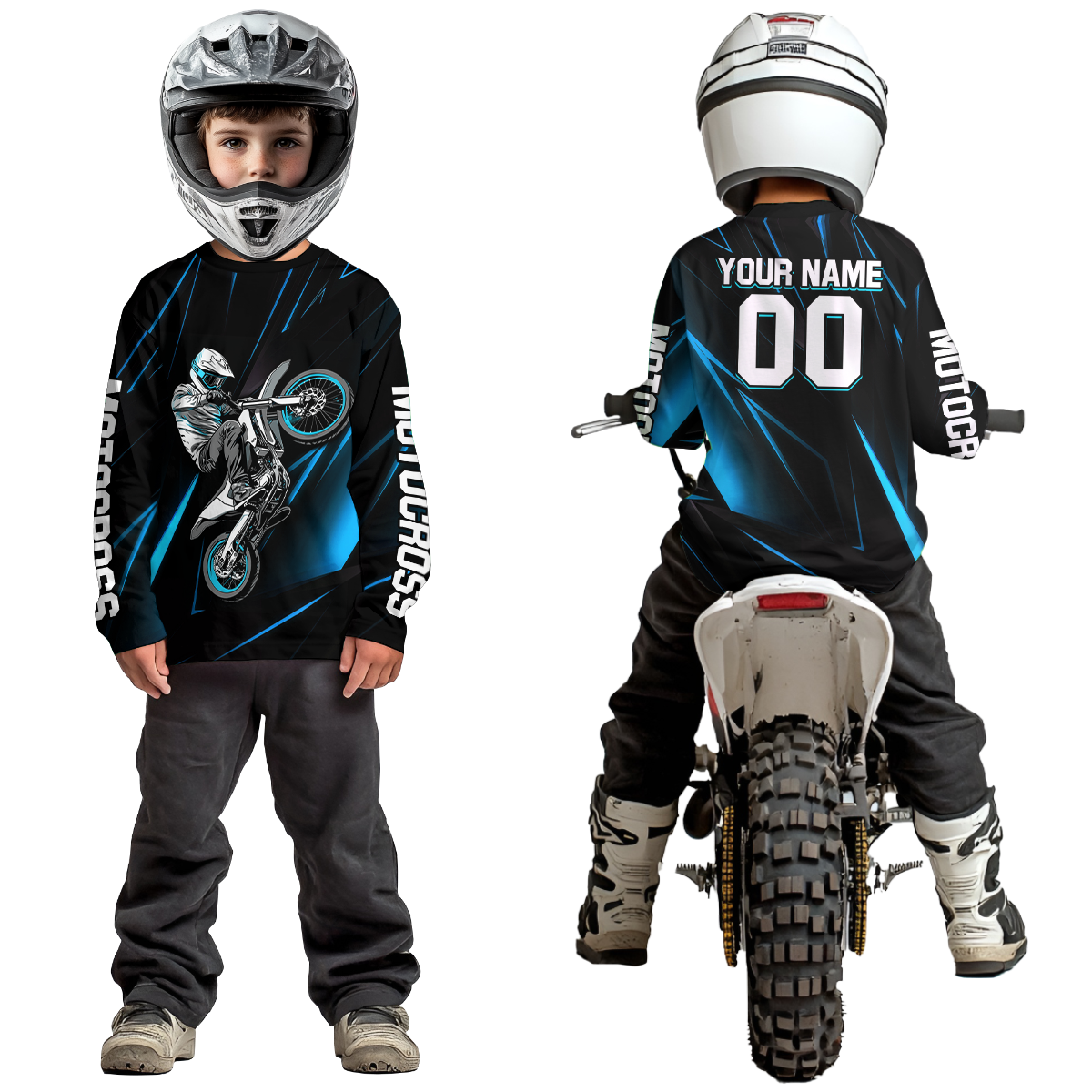 Turquoise Youth MX Motocross Jersey Custom Motocycle Shirts Men Women Kid UPF30+ DNT41