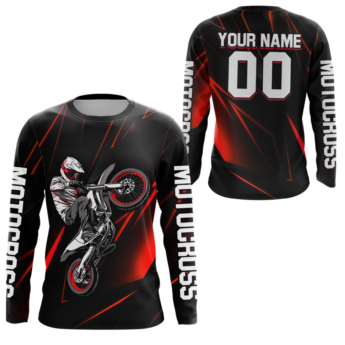 Red Youth MX Motocross Jersey Custom Motocycle Shirts Men Women Kid UPF30+ DNT41