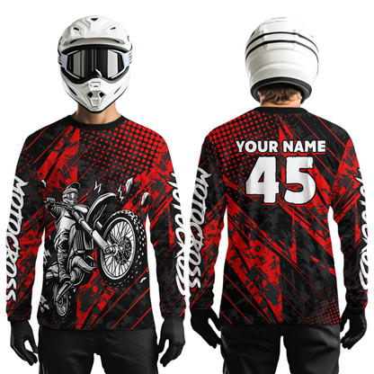 Custom Red Motocross Jersey Racing for Men Women Kid Motocycle Shirts UPF30+ DNT44