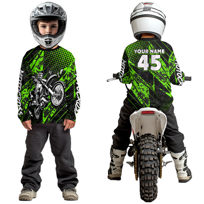 Custom Green Motocross Jersey Racing for Men Women Kid Motocycle Shirts UPF30+ DNT44
