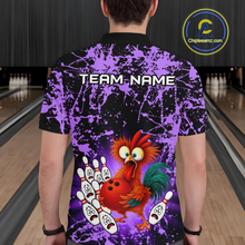 Load image into Gallery viewer, Purple Funny Chicken Bowling Jersey for Men Bowling League Bowling Team Shirts Polo &amp; 1/4 Zip HN232