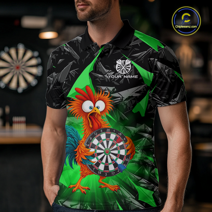 Custom Funny Green Chicken Dart Shirts For Men Dart Board Gifts Darts Team Jerseys Dart League NNT152