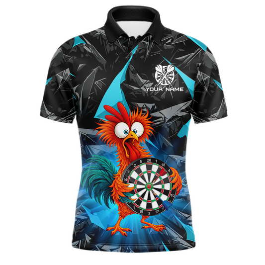 Custom Funny Turquoise Chicken Dart Shirts For Men Dart Board Gifts Darts Team Jerseys Dart League NNT152