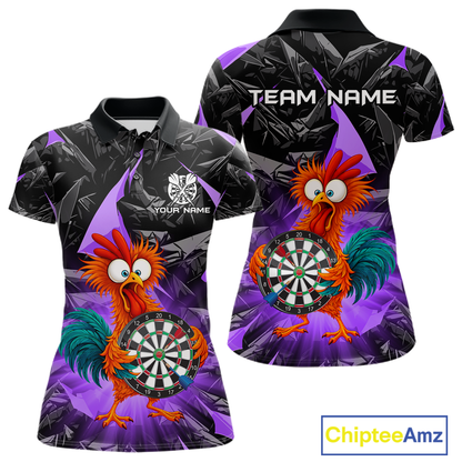 Custom Funny Purple Chicken Dart Shirts For Women Dart Board Gifts Darts Team Jerseys Dart League NNT152