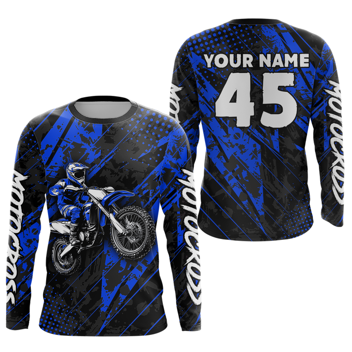 Custom Blue Motocross Jersey Kid Adult Dirt Bike Off-Road Shirt Motorcycle Shirt Upf30+ DNT52