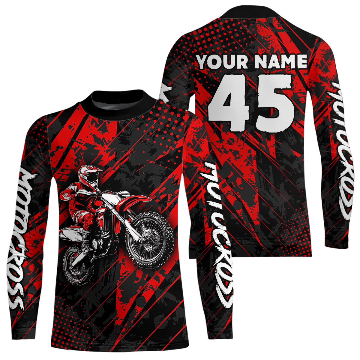 Custom Red Motocross Jersey Kid Adult Dirt Bike Off-Road Shirt Motorcycle Shirt Upf30+ DNT52