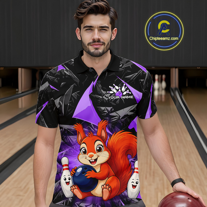 Funny Purple Squirrel Custom Bowling Jersey for Men Bowling Team Shirts Bowling League HNT302