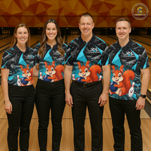 Load image into Gallery viewer, Funny Turquoise Squirrel Custom Bowling Jersey for Men Bowling Team Shirts Bowling League HNT302
