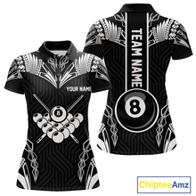 Load image into Gallery viewer, Custom 8 Ball Tribal Pattern Billiard Shirts for Women Billiard Team Shirts Billiard League Polo &amp; 1/4 Zip NNT95