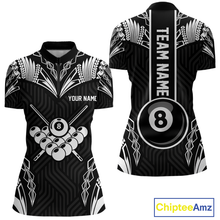 Load image into Gallery viewer, Custom 8 Ball Tribal Pattern Billiard Shirts for Women Billiard Team Shirts Billiard League Polo &amp; 1/4 Zip NNT95