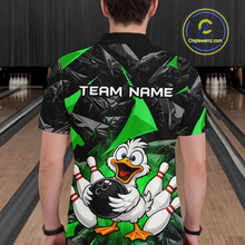 Load image into Gallery viewer, Custom Green Funny Duck Bowling Jersey for Men Bowling League Bowling Team Shirts Polo &amp; 1/4 Zip HN233