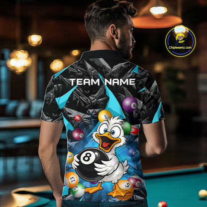 Custom Turquoise Funny Duck 8 Ball Pool Shirts Billiard Shirt for Men Billiard Team Jersey League NNT172