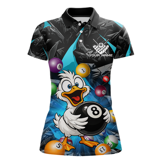 Custom Turquoise Funny Duck 8 Ball Pool Shirts Billiard Shirt for Women Billiard Team Jersey League NNT172