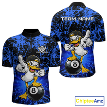 Load image into Gallery viewer, Custom Blue Funny Duck Billiard Shirt for Men Billiard Team Jersey League 8 Ball Pool Shirts NNT171