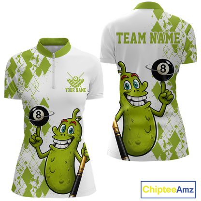Custom Funny Pickle 8 Ball Pool Shirts Argyle Billiard Shirt for Women Billiard Team Jersey League NNT173