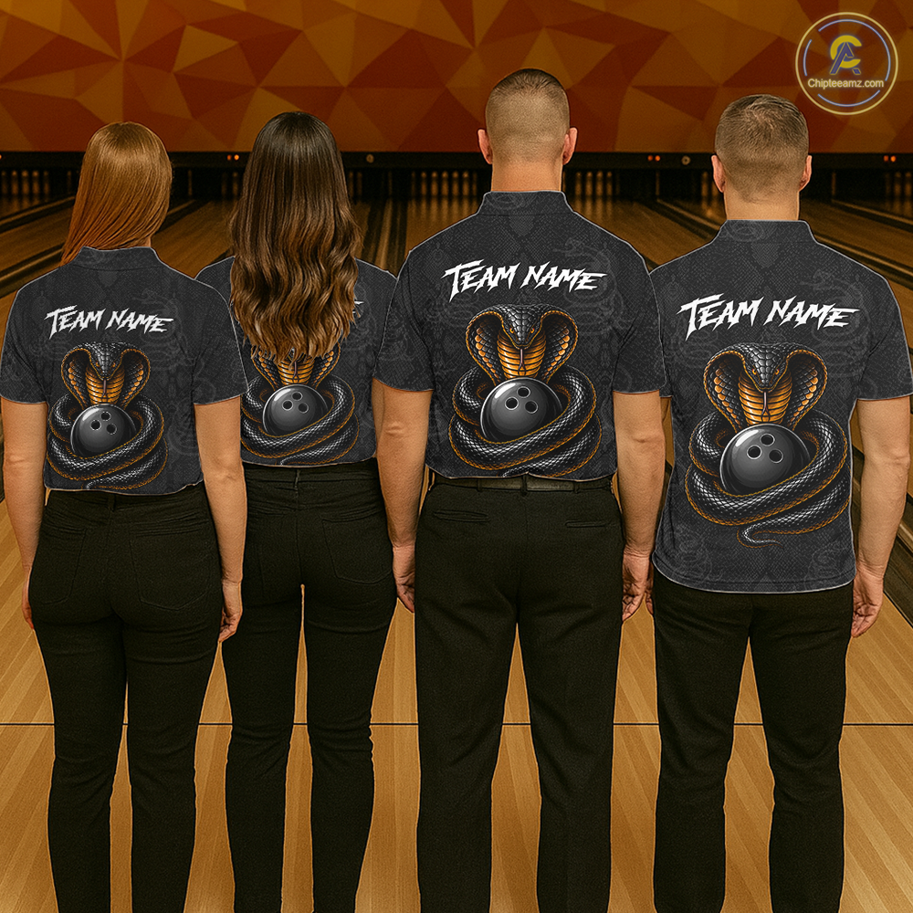 Custom Black Cobra Snake Bowling Jersey for Men Bowling Team Shirts Bowling League HNT309