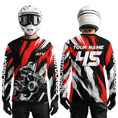 Red ATV Motocross Shirts Kid Men Women Custom Quad Bike Off-Road Shirt UPF30+ DNT60