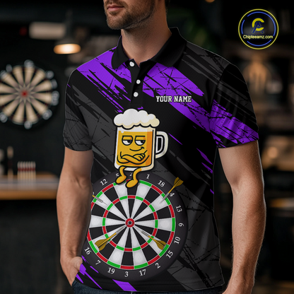 Custom Purple Funny Beer Darts Board Dart Shirts For Men Darts Team Jerseys Dart Tournament NNT120