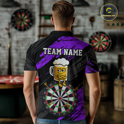 Custom Purple Funny Beer Darts Board Dart Shirts For Men Darts Team Jerseys Dart Tournament NNT120
