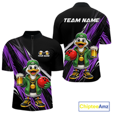 Load image into Gallery viewer, Custom Purple Beer Duck Bowling Shirt for Men Duck Funny Beer Bowling Team Jersey HNT276