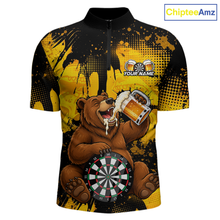 Load image into Gallery viewer, Shirt with bear holding a beer mug and dartboard design, brand 'ChipteeAmz' visible.