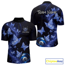Load image into Gallery viewer, Custom Blue Butterfly Galaxy 8 Ball Billiard Shirt for Men Billiard Team Jersey Billiard League NNT192