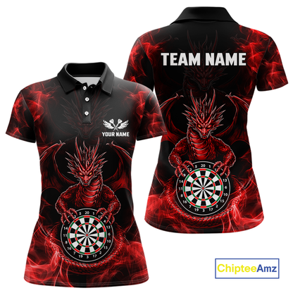 Custom Red Dragon Darts Board Dart Shirts For Women Darts Team Jerseys Polo & 1/4 Zip NNT121