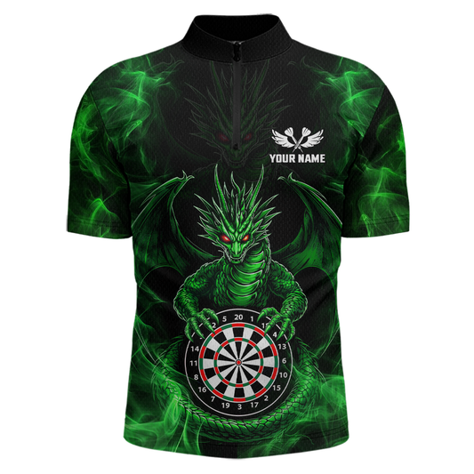 Custom Green Dragon Darts Board Dart Shirts For Men Darts Team Jerseys Polo & 1/4 Zip NNT121