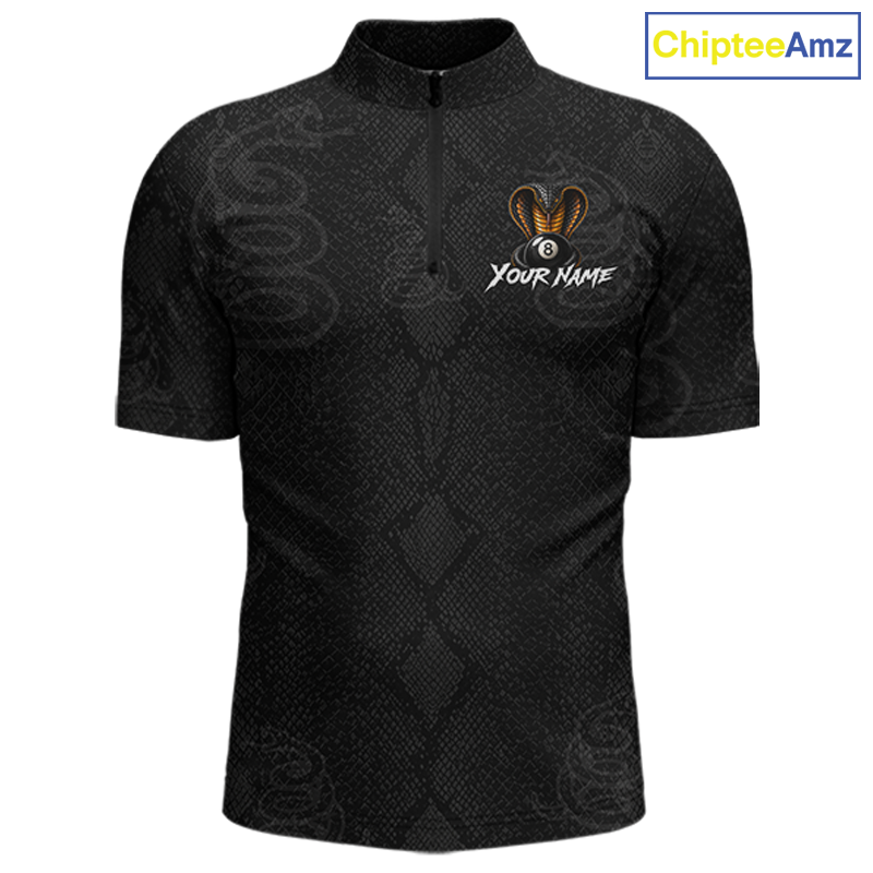 Custom Black Cobra Snake 8 Ball Billiard Shirt for Men Billiard Team Jersey Billiard League NNT188