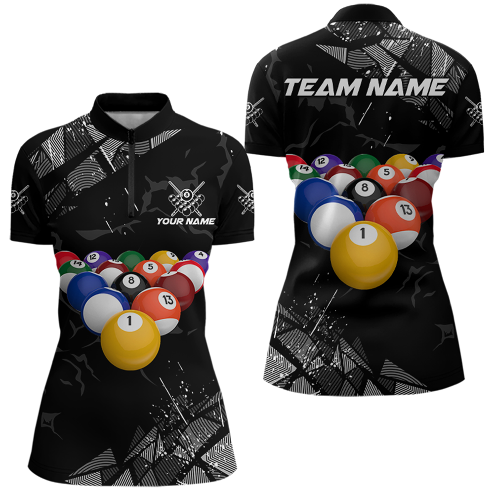 Custom Balls Billiard Shirts for Women Billiard League Billiard Team Shirts Polo & 1/4 Zip NNT104