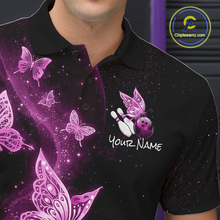Load image into Gallery viewer, Custom Pink Galaxy Butterflies Bowling Shirt for Men Butterfly Bowling Team Jersey Bowling League HNT277
