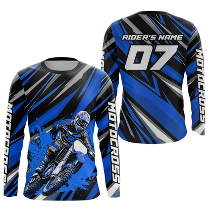 Custom Blue Youth Motocross Jersey Racing for Kid Men Women MX Dirt Bike Shirts UPF30+ DNT47