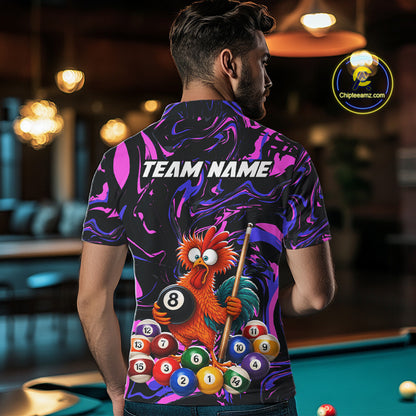 Custom Purple Chicken 8 Ball Billiard Shirt for Men Billiard Jerseys Team Billiard League NNT197