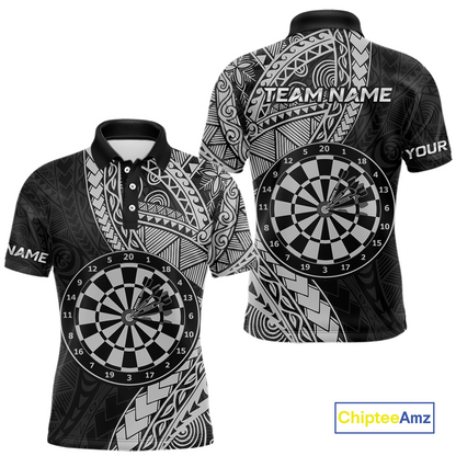 Custom White Tribal Dart Shirts for Men Dart Team Jersey Dartboard Gifts Polo & 1/4 Zip NNT163