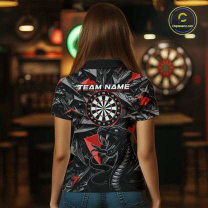 Red Custom Cobra Snake Dart Shirts for Women Dart Team Jersey Dartboard Gifts Polo & 1/4 Zip NNT162