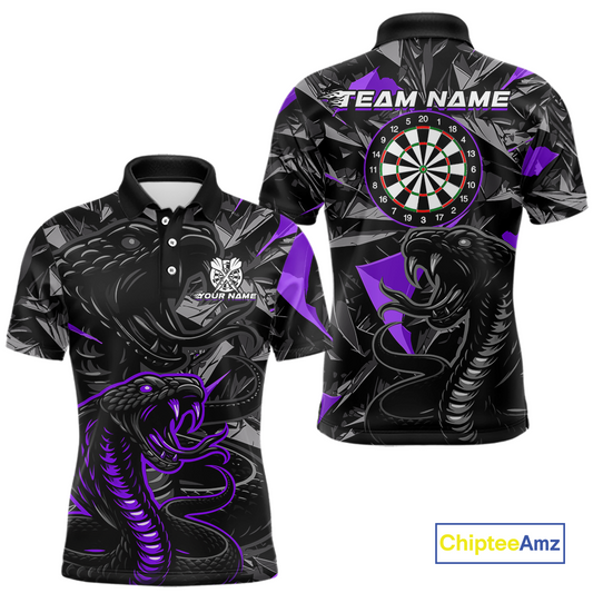 Purple Custom Cobra Snake Dart Shirts for Men Dart Team Jersey Dartboard Gifts Polo & 1/4 Zip NNT162