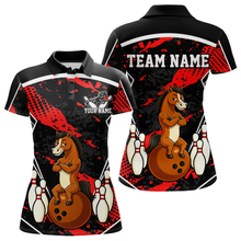 Load image into Gallery viewer, Custom Red Funny Horse Bowling Tournament Jersey for Women Bowling Team Shirts Polo &amp; 1/4 Zip HNT180