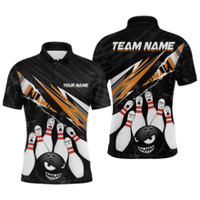 Load image into Gallery viewer, Custom Orange Funny Bowling Jersey for Men Bowling Uniform Polo &amp; 1/4 Zip Bowling Team Shirts HNT128