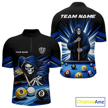Load image into Gallery viewer, Custom Grim Reaper 8 Ball and 9 Ball Billiard Shirts for Men Billiard League Billiard Team Shirts NNT105