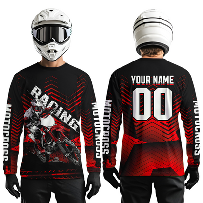 Custom Red Motocross Jersey Racing for Kid Men Women MX Dirt Bike Shirts UPF30+ DNT46