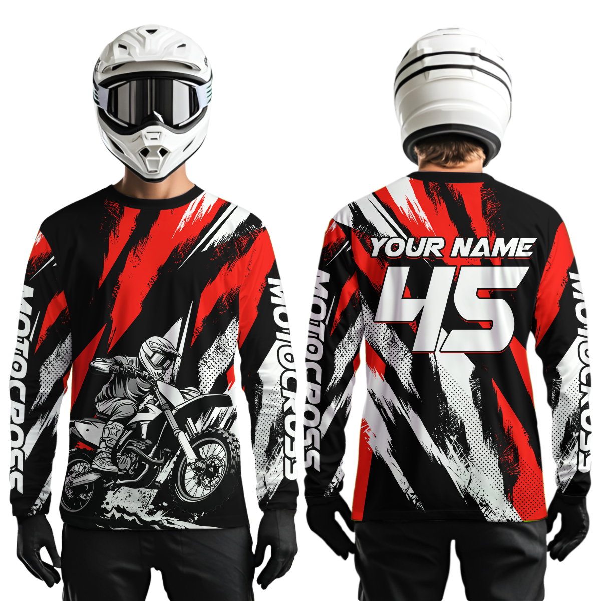 Red Youth Motocross Shirts MX Racing Custom Dirt Bike Shirts Kid Men Women UPF30+ DNT33