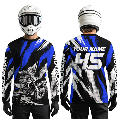 Blue Youth Motocross Shirts MX Racing Custom Dirt Bike Shirts Kid Men Women UPF30+ DNT33