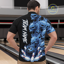 Load image into Gallery viewer, Custom Flame Skull Bowling Jerseys for Men Bowling League Polo &amp; 1/4 Zip Bowling Team Shirts HNT203