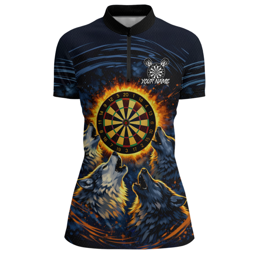 Custom Funny Flame Wolf Darts Board Dart Shirts For Women Darts Team Jerseys Dart Tournament NNT149