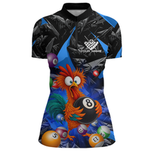Load image into Gallery viewer, Custom Funny Blue Chicken 8 Ball Pool Billiard Shirt for Women Polo &amp; 1/4 Zip, Billiard Team Jerseys NNT148