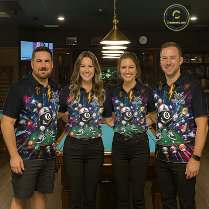 Custom Funny 8 Ball Pool Shirts Billiard Shirt for Men Billiard Team Jersey Billiard League NNT183